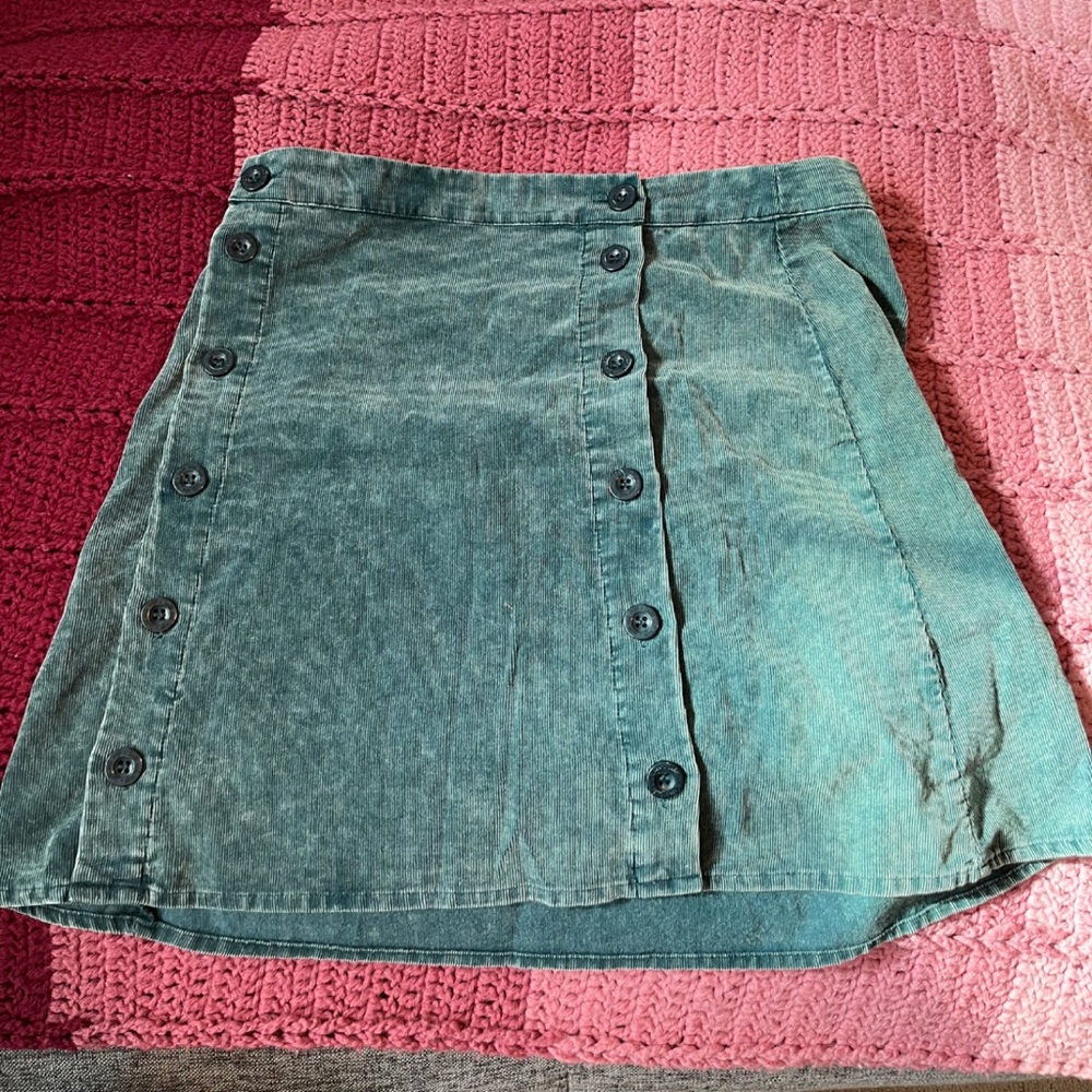 turquoise button up skirt: